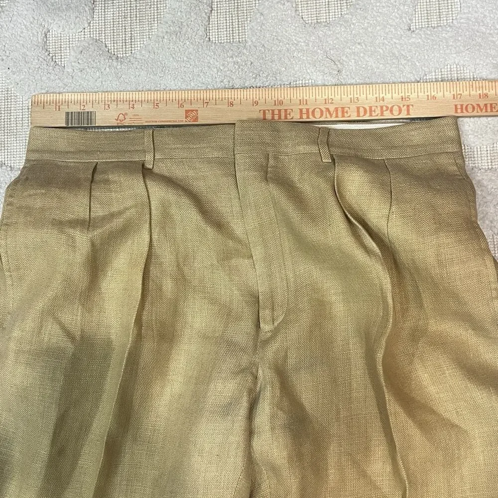 Polo Ralph Lauren 100% Flax Pleated Dress Pants ITALY 34x30 Andrew Style